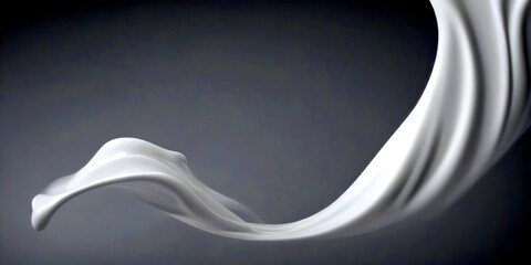 Poster - A flowing white wave-like shape against a gray background