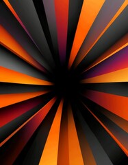 Aufkleber - Radiating Pattern: A striking abstract design featuring radiating lines in a gradient of orange, black, and purple, creating a sense of depth and movement