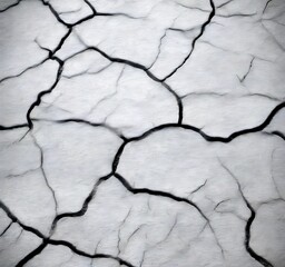 Fototapete - A close-up black and white photograph cracked, parched surface, possibly a desert or arid landscape