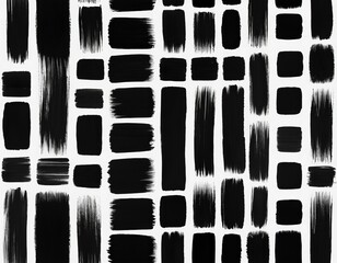 Leinwandbilder - a grid of black brush strokes arranged in a repeating pattern, creating a visually striking and abstract design.