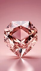 Leinwandbilder - A large, faceted pink diamond with a reflective surface sits on a pink background, casting a shadow on the surface