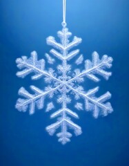 Aufkleber - A close-up delicate, intricate snowflake ornament against a deep blue background