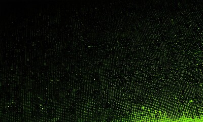 a dark background with a pattern of small green dots or dots, creating a sense of depth and texture The dots are scattered randomly, with some overlapping and others