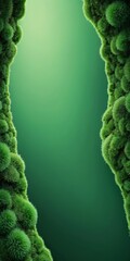 Poster - a vertical arrangement of green moss or plants with a gradient background transitioning from a darker shade at the top to a lighter one at the bottom