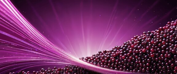 Fototapete - a vibrant display of red berries, with a radiant purple background and a radiant burst of light emanating from the center, creating a visually striking and dynamic composition