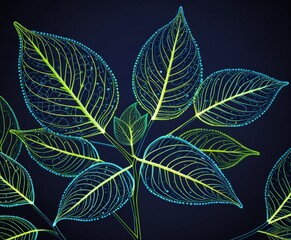 Poster - a close-up view plant with green leaves, each adorned with a pattern of small dots The leaves are arranged in a circular formation, creating a sense of unity and
