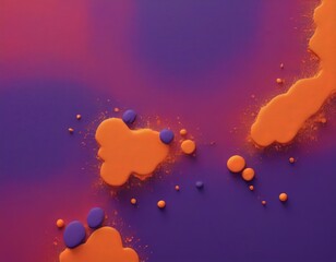 Leinwandbilder - Abstract composition featuring orange and purple splatters and dots on a gradient background