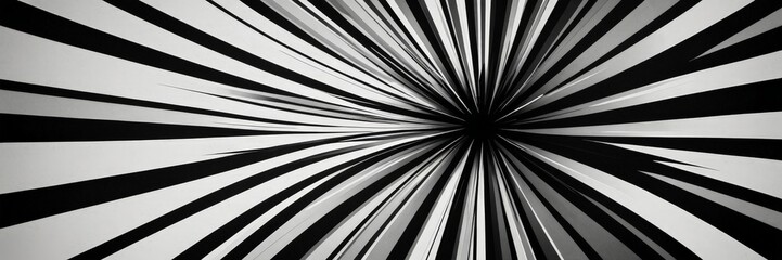 Aufkleber - a striking black and white abstract composition featuring a radial pattern of thin, intersecting lines radiating outwards from a central point, creating a sense