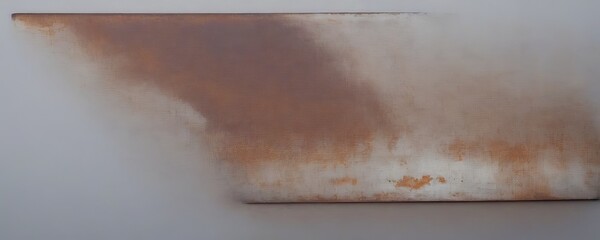 Fototapete - a close-up view rusted metal surface, with a reddish-brown hue and a rough texture The background is a light gray color, providing a contrast to the rusted metal