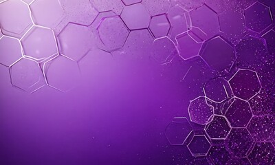 Poster - a purple background with a repeating pattern of hexagonal shapes, creating a sense of depth and complexity The hexagons are arranged in a diagonal pattern, with some