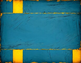 Poster - a textured blue background with yellow vertical stripes, creating a striking contrast