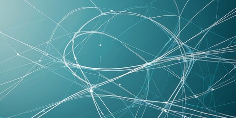 Leinwandbilder - a complex network of intersecting white lines and dots against a gradient blue background, creating a visually striking abstract pattern