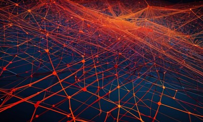Leinwandbilder - a complex network of interconnected lines and dots, creating a visually striking abstract pattern The lines and dots are arranged in a diagonal pattern,