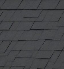 Poster - a close-up view dark gray shingled roof, with the overlapping shingles creating a textured pattern