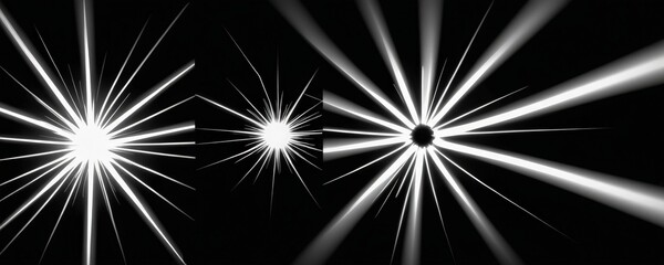 Aufkleber - The contains three distinct sections starburst pattern, each with a unique arrangement of radiating lines and a central point The top section features a radial