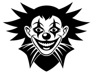 clown face silhouette vector,clown silhouette,Joker silhouette,Joker face one intense manic eye silhouette