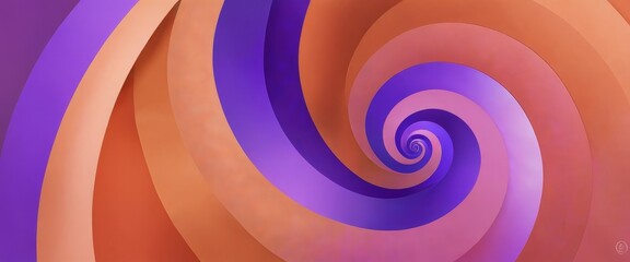 Fototapete - a spiral pattern composed of concentric circles in various shades of purple, orange, and pink, creating a visually striking and abstract design