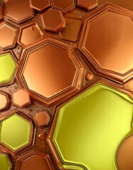 Leinwandbilder - a close-up view collection of hexagonal shapes in varying shades of brown and green, arranged in a seemingly random pattern