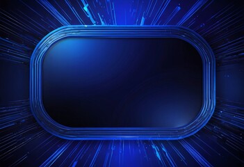 Aufkleber - a dark blue oval frame with a black center, set against a background of blue and white lines radiating outwards