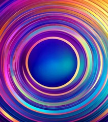 Fototapete - a vibrant, abstract design with concentric circles in various colors, including blue, purple, orange, and pink, creating a visually striking and dynamic composition