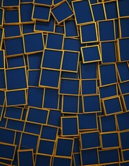 Leinwandbilder - a grid of gold-framed square photographs against a dark blue background, creating a visually striking contrast
