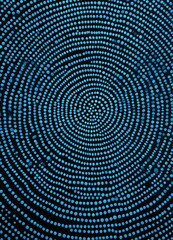 Poster - a circular pattern of blue dots arranged in concentric circles, creating a mesmerizing visual effect