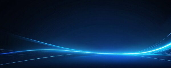 Aufkleber - a dark blue background with a curved, glowing blue line that appears to be moving across the frame, creating a sense of motion and energy