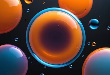 Fototapete - a collection of spherical objects in various shades of orange, blue, and purple, set against a dark background