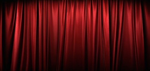 Aufkleber - A rich red curtain, with its folds and pleats, is displayed against a stark black background, creating a striking visual contrast