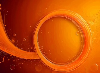 Aufkleber - a vibrant abstract composition with a large, circular frame in the center, surrounded by a gradient of orange and brown hues Small bubbles are scattered throughout the