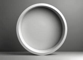 Poster - A white, circular object with a smooth, gradient surface stands alone against a gray background