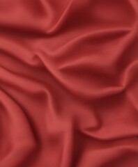 Aufkleber - a close-up view red satin fabric, with its folds and creases creating a textured and flowing appearance