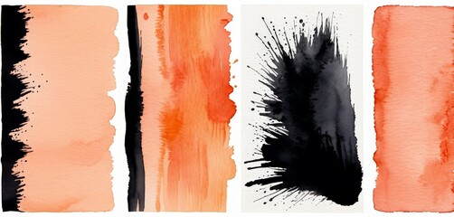 Poster - The contains four distinct abstract watercolor paintings, each with a unique color palette and brushstroke style The paintings are arranged in a vertical line, with