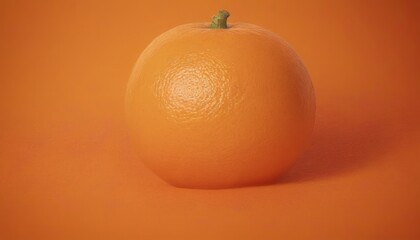 Aufkleber - A single, vibrant orange sits on a solid orange background, its glossy skin reflecting the light and its stem pointing upwards