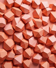 Leinwandbilder - a pattern of overlapping geometric shapes in shades of orange and pink, creating a visually striking and abstract composition
