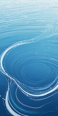 Fototapete - a serene, abstract representation of water, with a deep blue hue and white, wavy lines that create a sense of movement and depth