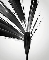 Poster - a close-up paintbrush with black paint splattered across it, creating a dynamic and expressive visual effect