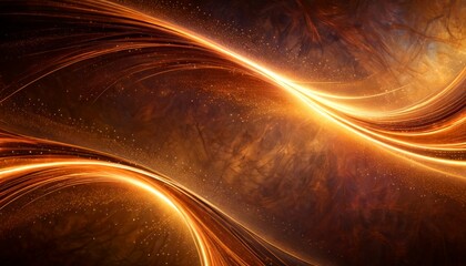 Poster - a striking abstract composition of swirling, golden lines and particles against a dark background, creating a sense of movement and energy