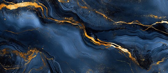 Canvas Print - Abstract Blue and Gold Marble