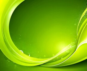 Fototapete - a vibrant, abstract green background with a curved wave-like pattern and small white specks scattered throughout, creating a dynamic and energetic visual effect