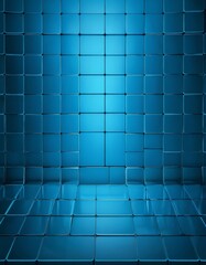 Fototapete - a blue tiled floor with a grid-like pattern, creating a sense of depth and perspective