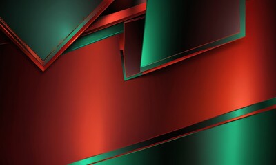 Aufkleber - a striking abstract composition of overlapping geometric shapes in shades of red and green, with a gradient effect that transitions from a deep red at the top to a lighter