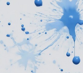 Leinwandbilder - a close-up view of blue paint splatters on a white background