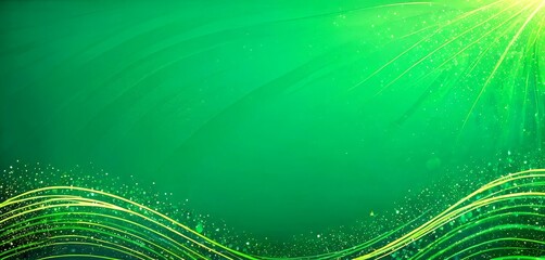 Fototapete - a vibrant green background with a dynamic wave pattern and sparkling lights, creating a visually striking and energetic composition