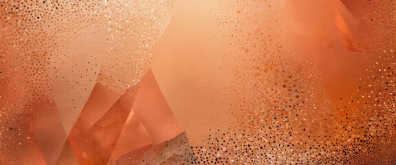 Fototapete - an abstract composition of overlapping orange and brown shapes, with small white dots scattered throughout, creating a dynamic and textured visual effect