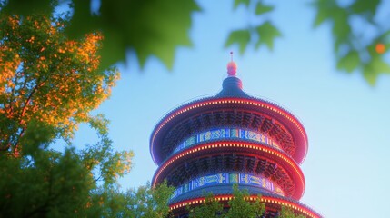 Temple of heaven at sunset: majestic architecture for print and poster use