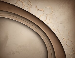 a textured beige background with a curved line and a repeating pattern of hexagonal shapes in a golden hue