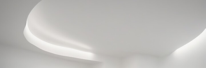 Fototapete - a minimalist interior with a curved white ceiling and a light source on the left side, creating a sense of depth and dimension