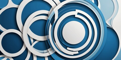 Leinwandbilder - a complex arrangement of overlapping white and blue circles, creating a visually striking abstract pattern