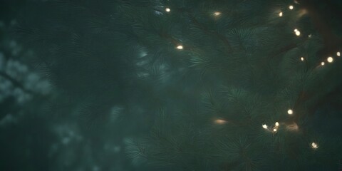 Aufkleber - a close-up view Christmas tree adorned with twinkling white lights, creating a warm and festive atmosphere